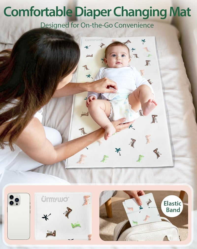 URMYWO Baby Portable Diaper Changing Pad - Waterproof & Wipeable Changing Mat with PU Leather - Soft Comfortable - Foldable Travel Bag & Camping Mat - Newborn Essentials Must Haves - Baby Shower Gifts - Image 4